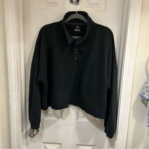 Aerie Cozy Fit Black Quarter Button